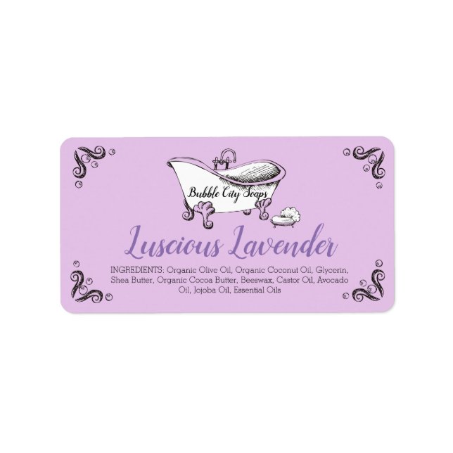 Seifenspülung in der Badewanne, handgefertigt, Sei Adressaufkleber (Vorne)