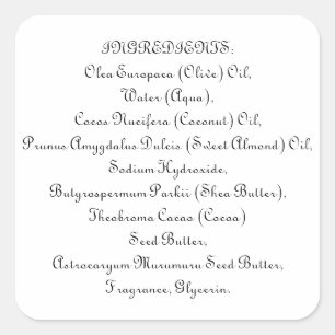 Seifenzubereitungsmittel für Pflegeprodukte Quadratischer Aufkleber