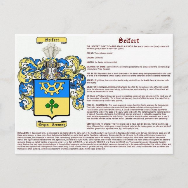 Seifert (Bedeutung) Postkarte (Vorderseite)