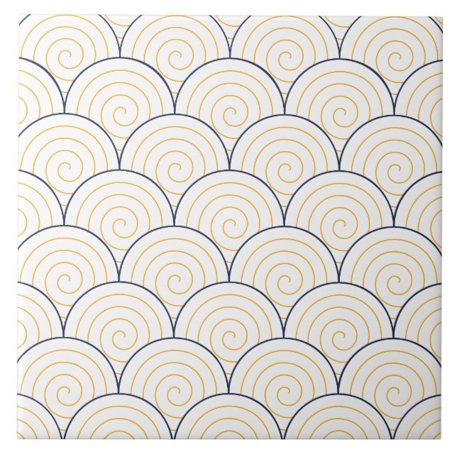 Seigaiha Seamless Pattern Keramik Tile Fliese (Vorderseite)
