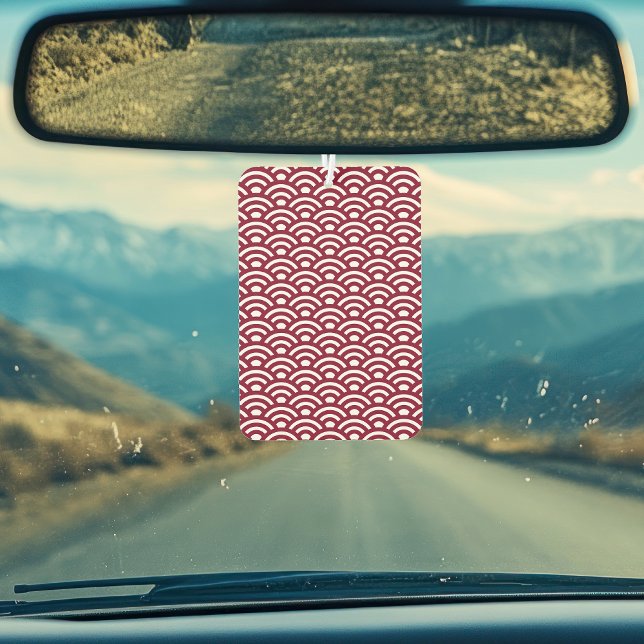 Seigaiha, Waves, Japanese, Burgundy and White Autolufterfrischer (Von Creator hochgeladen)