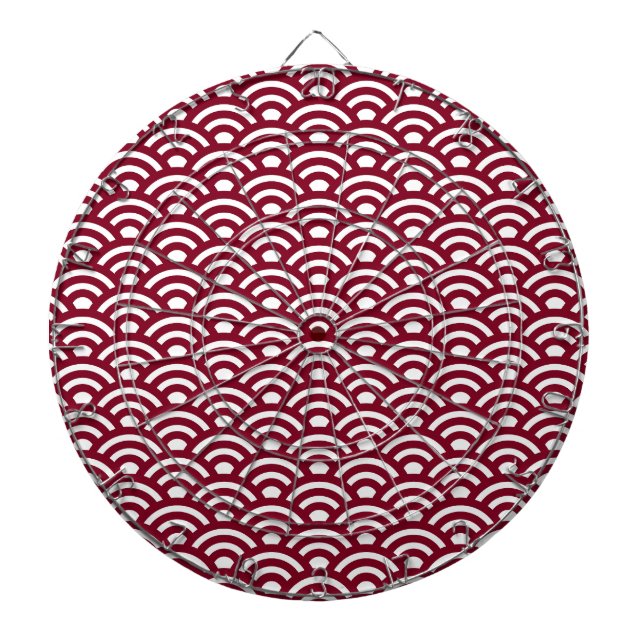 Seigaiha, Waves, Japanese, Burgundy and White Dartscheibe (vorne)
