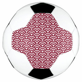 Seigaiha, Waves, Japanese, Burgundy and White Fußball