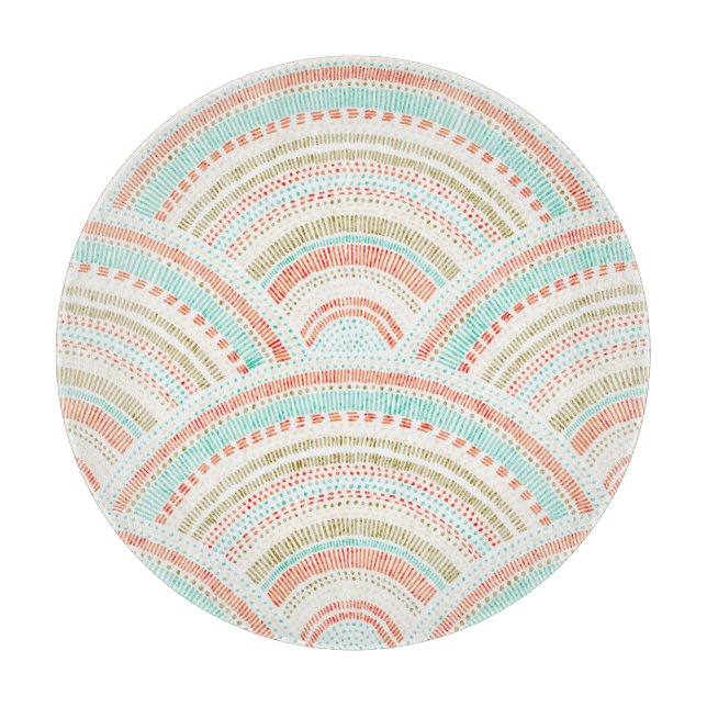 Seigaiha Waves: Vintages Wellenmuster Schneidebrett (Vorderseite)