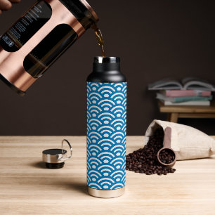 Seigaiha, Wellen, Japanisch, Blau und Weiß Trinkflasche