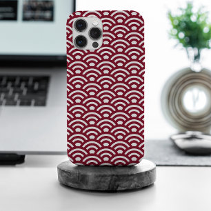 Seigaiha, Wellen, Japanisch, Burgund und Weiß iPhone 15 Pro Max Hülle