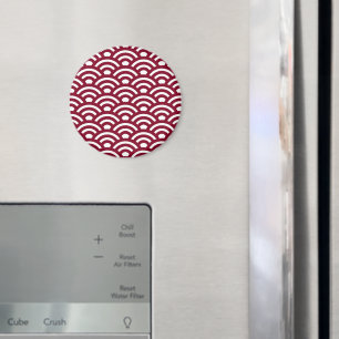 Seigaiha, Wellen, Japanisch, Burgund und Weiß Magnet
