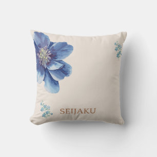 Seijaku Blaues Blumen Ästhetik Kissen Ruhig