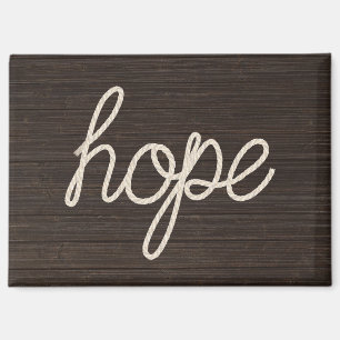 Seil HOPE Text auf dunklem Holz Magnet