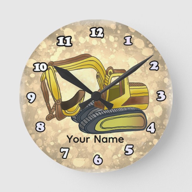 Seilbagger Runde Wanduhr (Vorderseite)