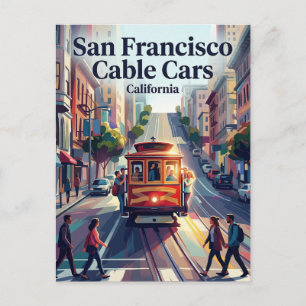Seilbahn auf der Powell Street Kalifornien Postkarte