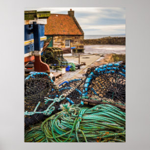 Seile und Hummerkörbe Pittenweem, Schottland Poster