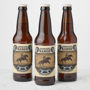 Seilender Cowboy NAME HINZUFÜGEN Western Family Pf Bierflaschenetikett