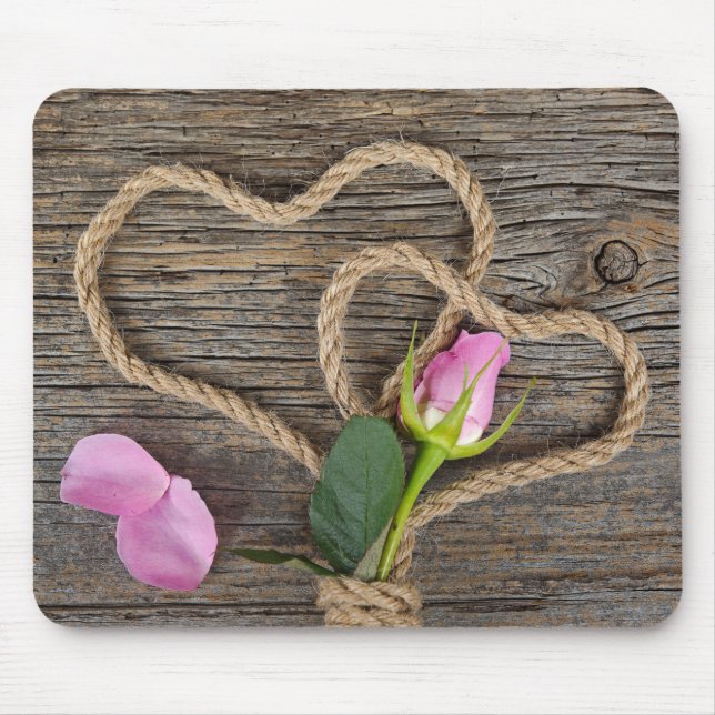 Seilherzen mit Rose Mousepad (Vorne)