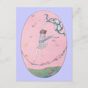 Seilspringen mit Blumen Postkarte