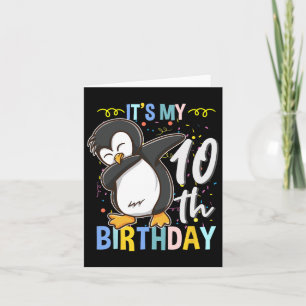 Sein 10. Geburtstag Dabbing Pinguin Karte
