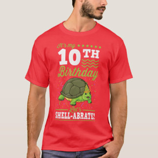 Sein 10. Geburtstag Lasse Shellabrate Turtle Party T-Shirt