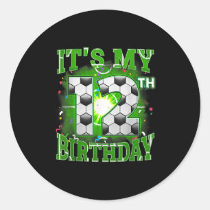 Sein 12. Geburtstag Jungs Fußball 12 Jahre alt Tei Runder Aufkleber