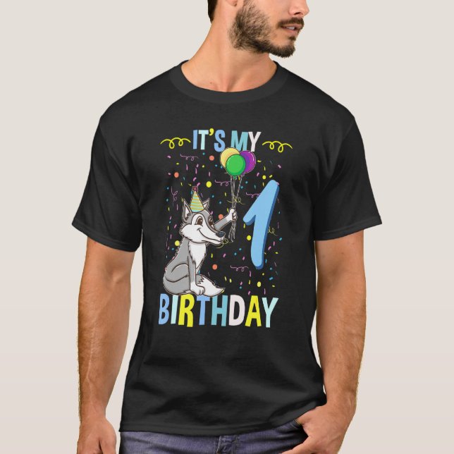Sein 1. Geburtstag Wolf T-Shirt (Vorderseite)