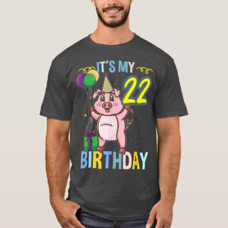 Sein 22. Geburtstag Niedliches Schwein 3310 T-Shirt