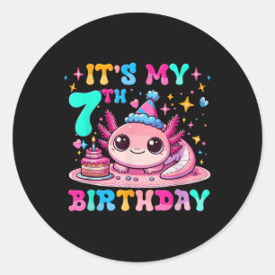 Sein 7. Geburtstag Axolotl Party 7 Jahre alt Axol Runder Aufkleber