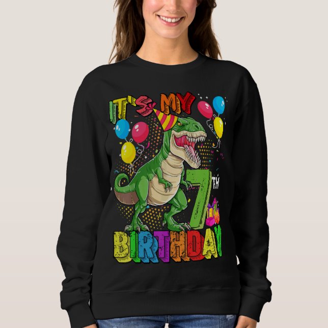 Sein 7. Geburtstag Junge Rex Dinosaurier Geburtsta Sweatshirt (Vorderseite)