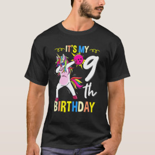 Sein 9. Geburtstag Bowling Dabbing Unicorn T-Shirt
