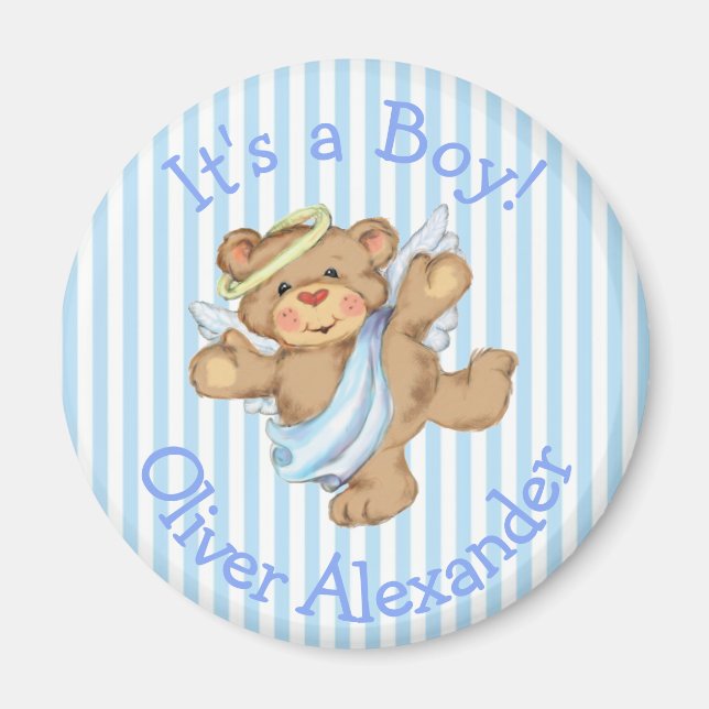 Sein a Boy Custom Teddy Bear Angel Magnet (Vorne)