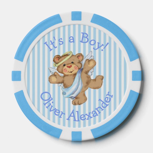 Sein a Boy Custom Teddy Bear Angel Pokerchips (Vorderseite)