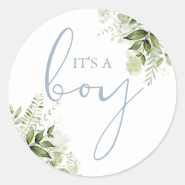 Sein a Boy Dusty Blue Greenerenery Baby Duschvorzu Runder Aufkleber