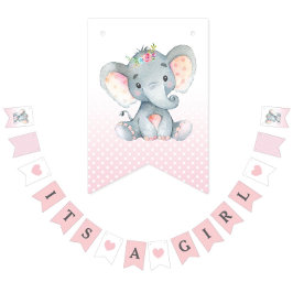 Sein a Girl Bunting Fahnen Banner Elephant Pink