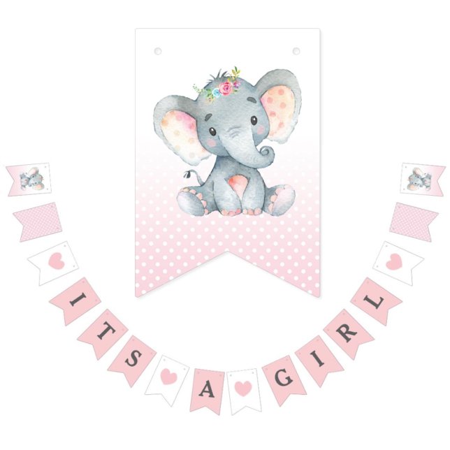 Sein a Girl Bunting Fahnen Banner Elephant Pink (Von Creator hochgeladen)