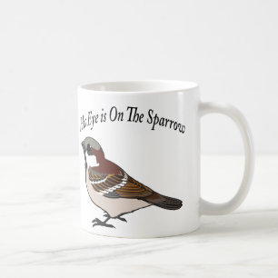 Sein Auge ist auf dem Sparrow Tasse