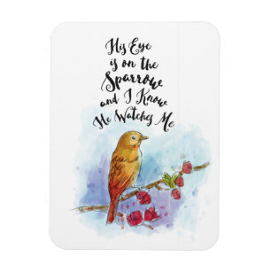 Sein Auge ist auf dem Spatzen-Magneten Magnet