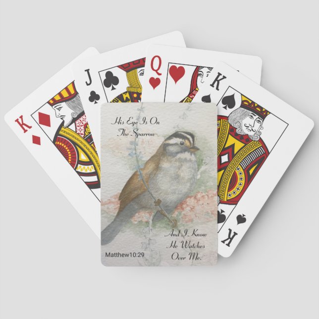 Sein Auge steht auf dem Zitat der Sparrow-Bibel Spielkarten (Rückseite)