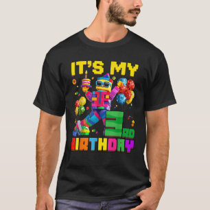 Sein drittes Geburtstag Gebäude Brick 3 Jahre vor T-Shirt