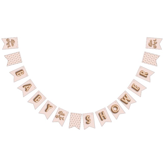 SEIN ein Mädchen! Rose/rosa Goldflagge Wimpelkette (Alle)