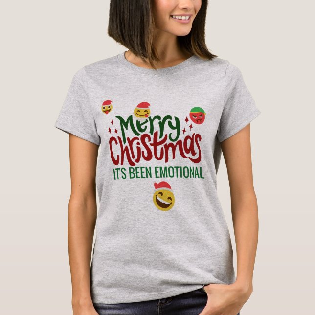 Sein emotionaler frohe Weihnachts-Funny Emoji T-Shirt (Vorderseite)