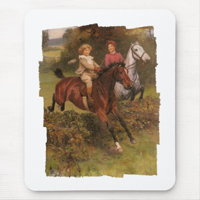 Sein erster Zaunjunge und Pferd, das über den Zaun Mousepad (Vorne)