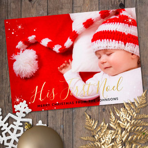 Sein erstes Weihnachtslied Baby's erstes Weihnacht Folien Feiertagskarte