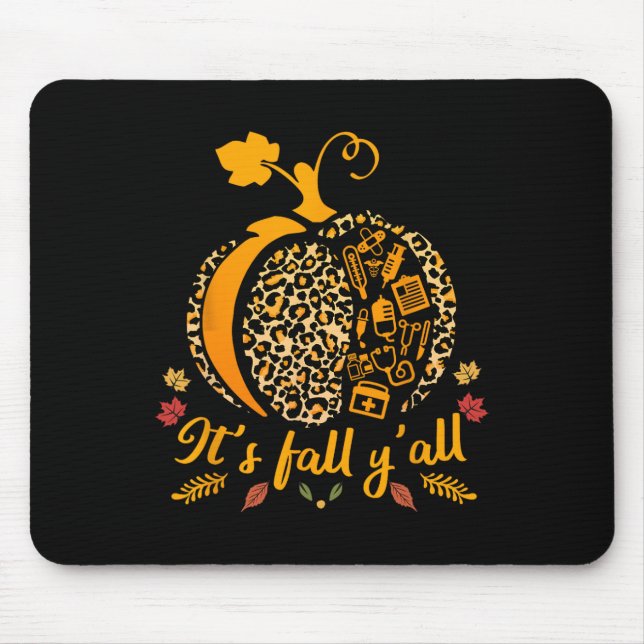 Sein Fall yall Fall Nurse Scrub Tops Leopard Pumpk Mousepad (Vorne)