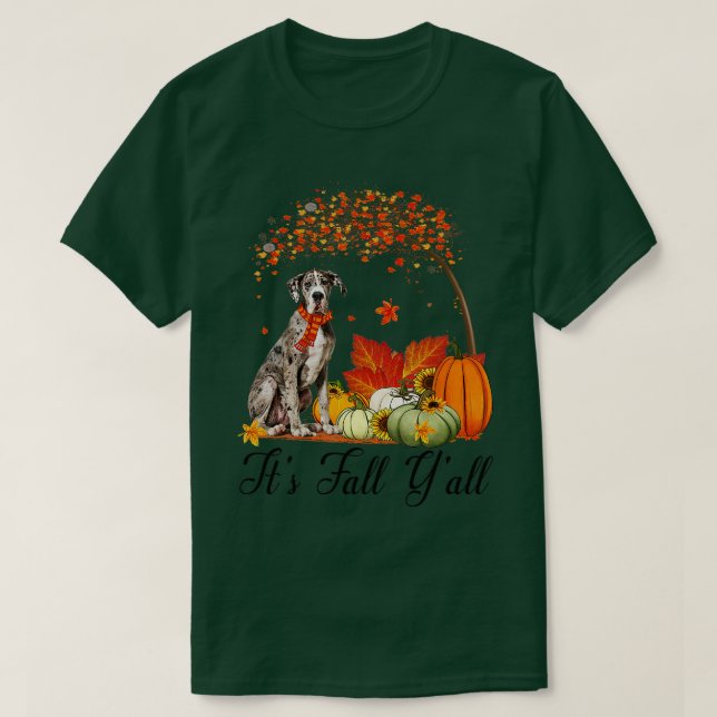 Sein Fall Yall Great Dane Hund liebt Erntedank H T-Shirt (Design vorne)