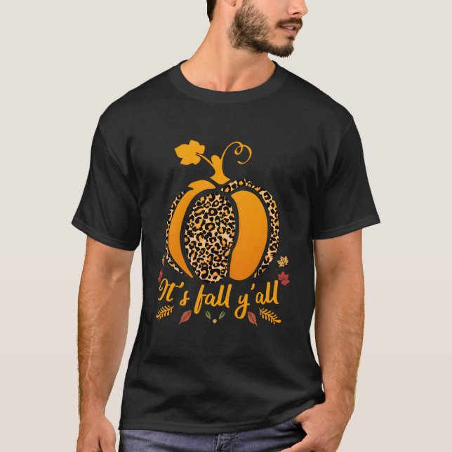Sein Fall Yall Leopard Pumpkin Fall T-Shirt (Vorderseite)