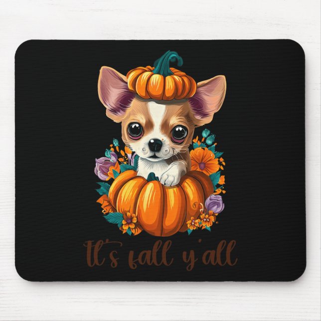 Sein Fall Y'all Niedlicher Floral Pumpkin Chihuahu Mousepad (Vorne)