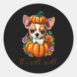 Sein Fall Y'all Niedlicher Floral Pumpkin Chihuahu Runder Aufkleber