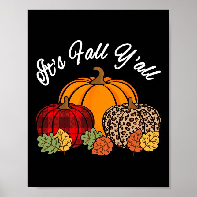 Sein Fall Yall Pumpkin Leopard Print Herbst Thanks Poster (Vorne)