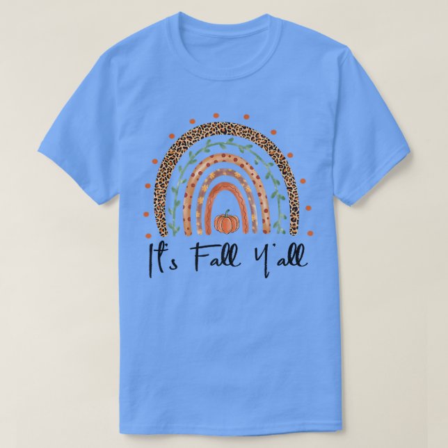 Sein Fall Yall Rainbow Maple Fall Vibes Leaf Pumpk T-Shirt (Design vorne)