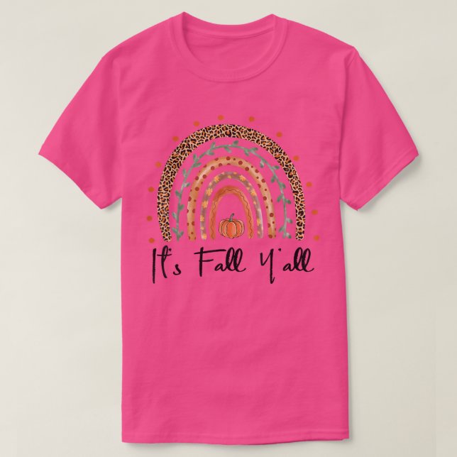 Sein Fall Yall Rainbow Maple Fall Vibes Leaf Pumpk T-Shirt (Design vorne)