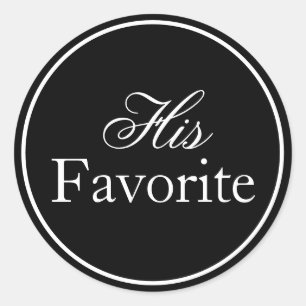 "Sein Favorit" Hochzeitsaufkleber schwarz und weiß Runder Aufkleber