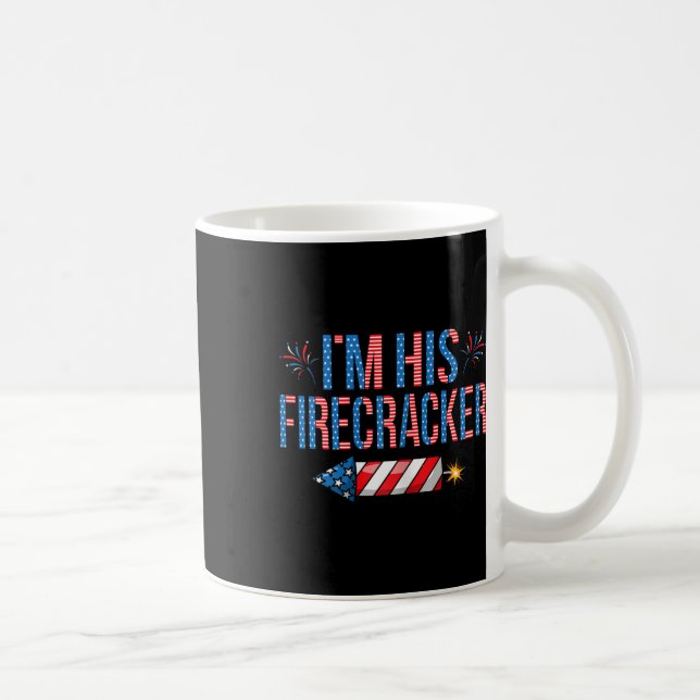 Sein Firecracker 4. Juli Niedlich Matching Couple  Kaffeetasse (Rechts)
